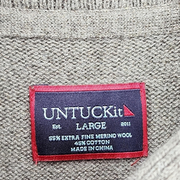 Untuckit Men's Shawl Collar Merino Wool Blend Sweater - L - Picture 4 of 7